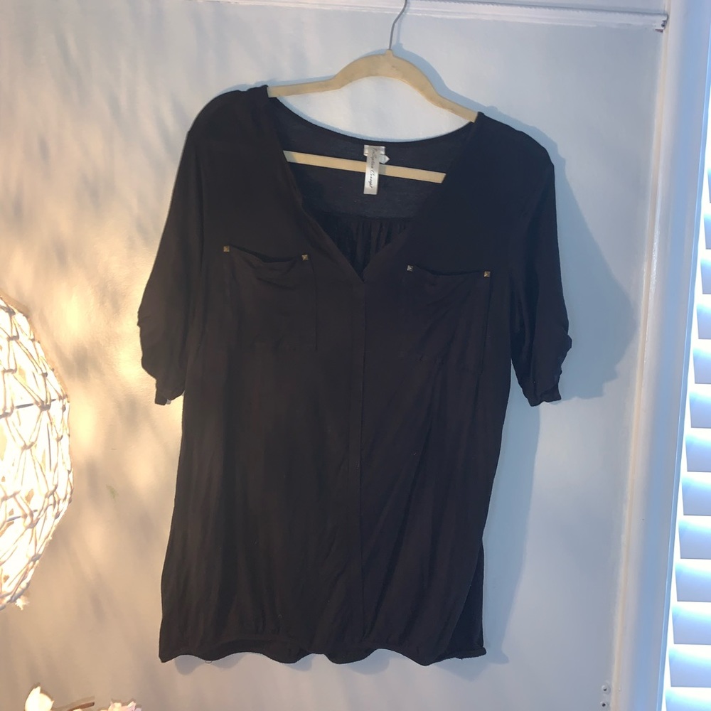 Short sleeve black womens shirt